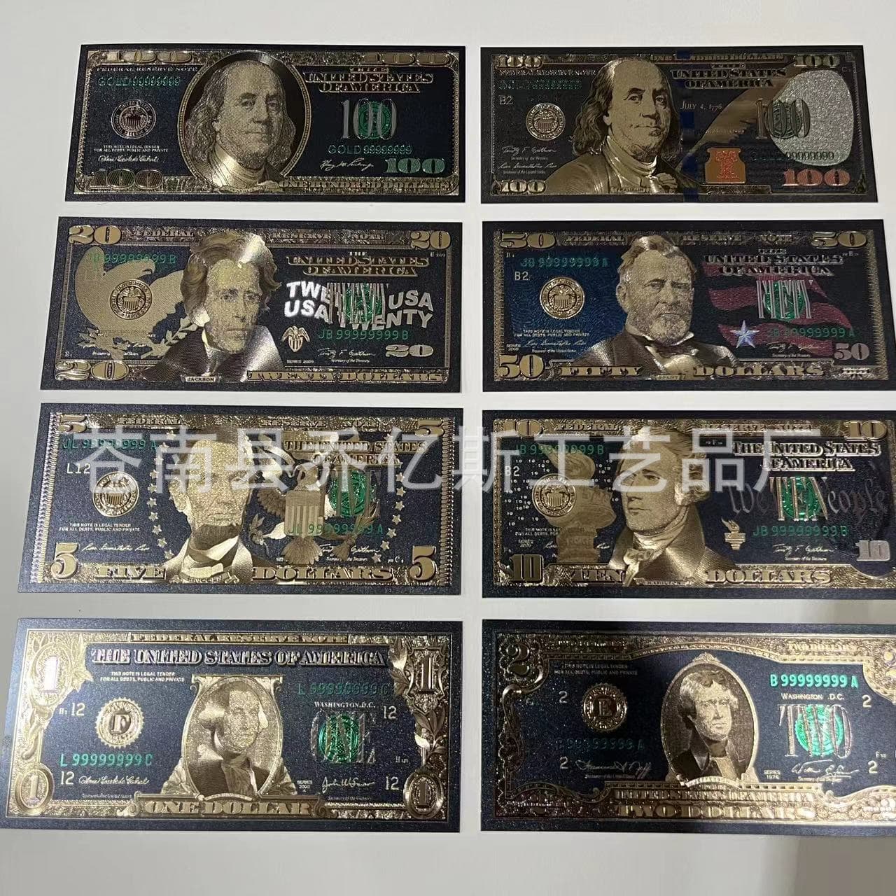Black gold gold foil currency plastic coin deposit foil craft gift card US dollar game currency set of 8 gold foil