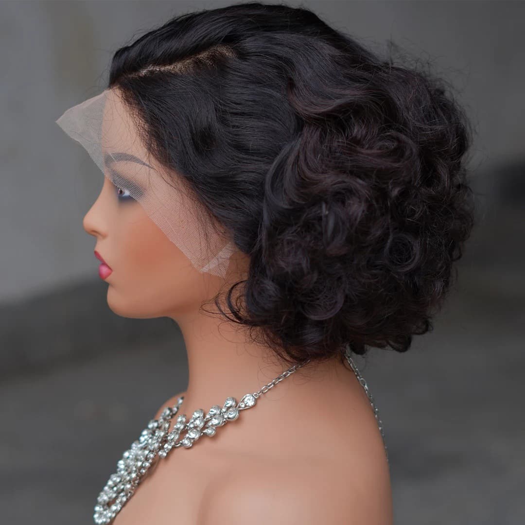 10A 13*4 Frontal Loose Wave Bob 100% Human Hair Wigs