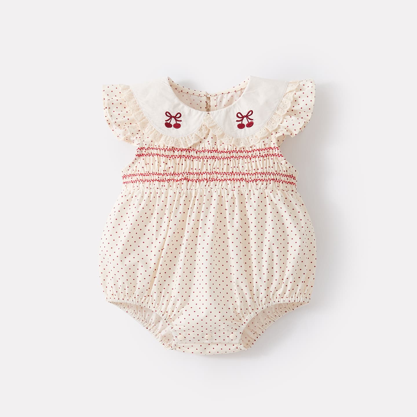 Summer new baby cotton polka-dot sweet flying sleeves baby girl baby doll collar embroidered cool bag fart jacket