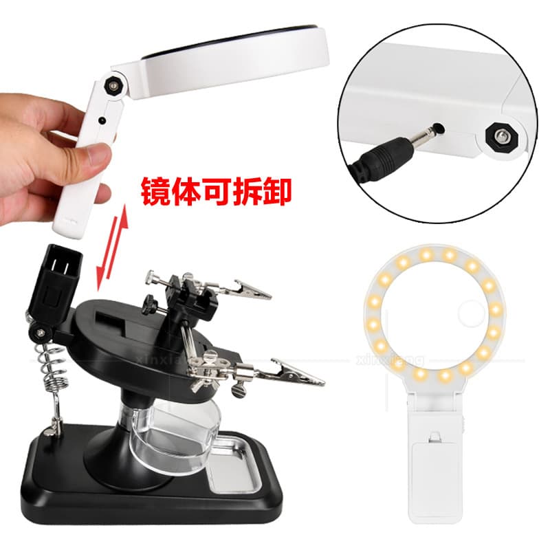 Desktop handheld 32LED light soldering iron repair mobile phone chip circuit board workbench 5x 10x magnifying glass