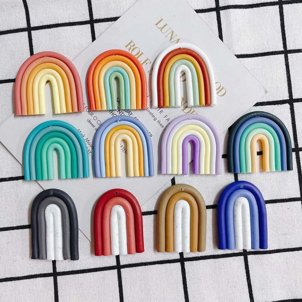 DIY Jewelry Accessories Simple Cartoon Rainbow Polymer Clay Rainbow Pendant Wholesale