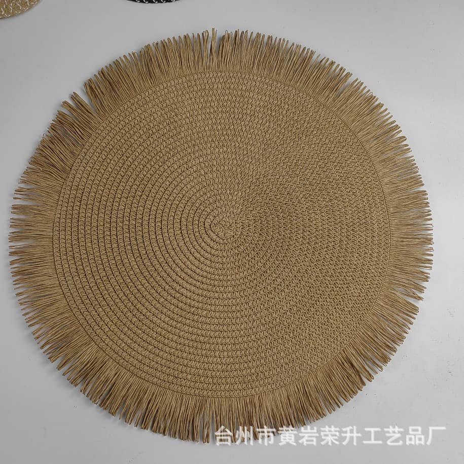 Nordic Woven Dining Mat Tassel Lace Edge Home Goods Tableware Pads Other Materials Made in China