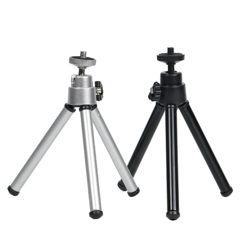 2-Section Desktop Telescopic Aluminum Tube Tripod, Stainless Steel Mini Mobile Phone Telescope Stand