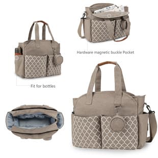 New Handheld Shoulder Diaper Bag with Geometric Print, Pacifier Pocket, Maternity Travel Bag for Outings
