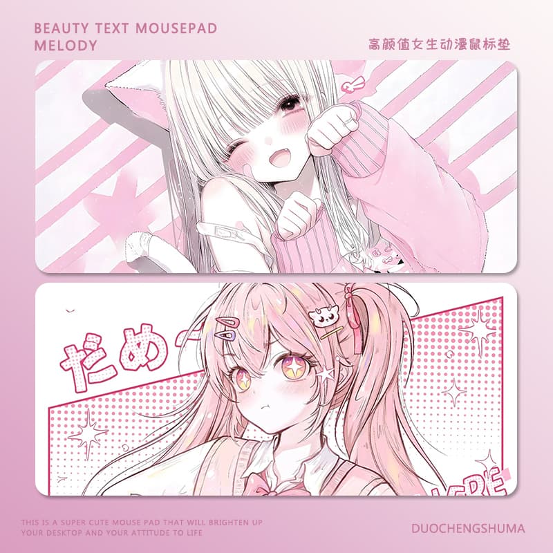 Girls High Appearance Anime Mouse Pad Extra Large Pink E-Sports Gaming Computer Desk Mat Thickened Stitched Edge Keyboard Pad