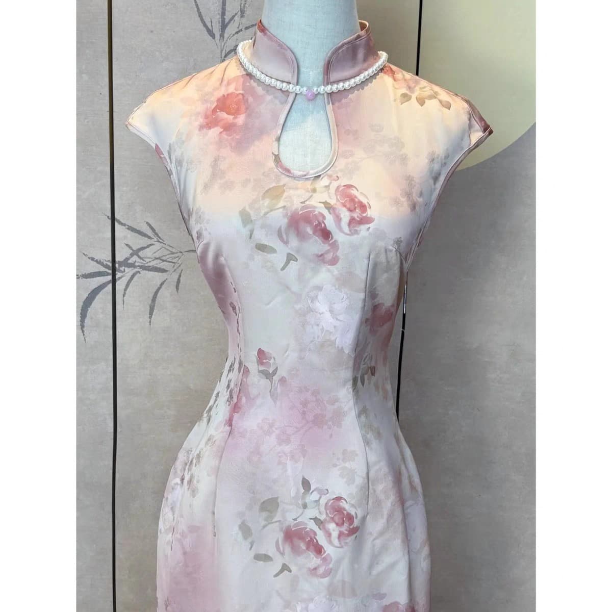 9046# Homemade New Chinese Style Modified Gentle Teardrop Collar Cheongsam