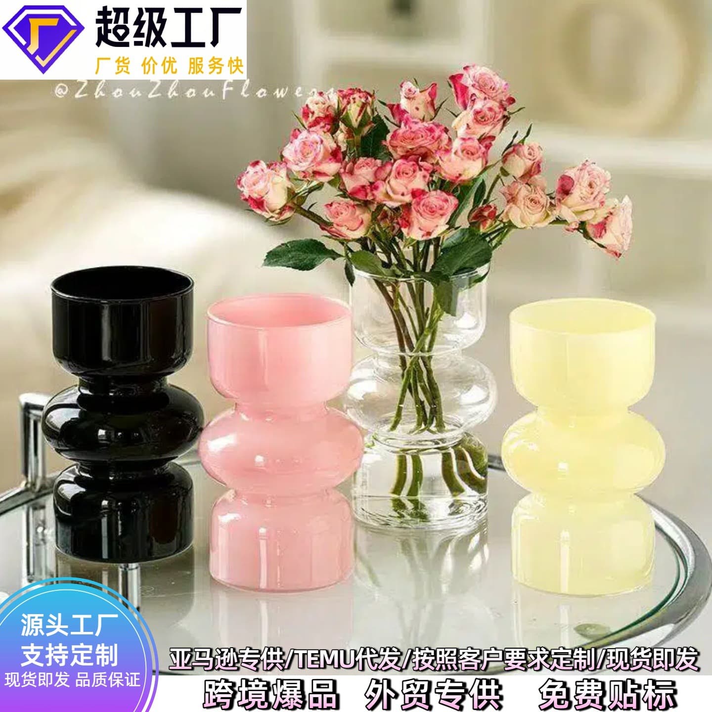 European-style retro vase high-grade hydroponic decoration ins style high-looking living room decoration glass vase wholesale