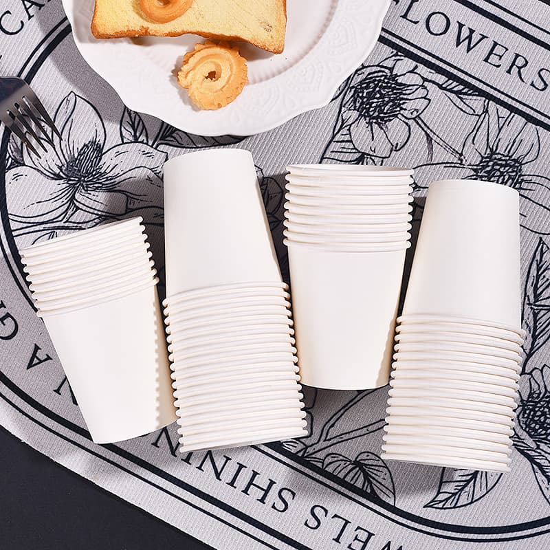 Pure White Disposable Paper Cups, Thick Coffee/Bubble Tea Drink Cups with Custom Logo, Heat-Resistant High-Temperature Water Cups