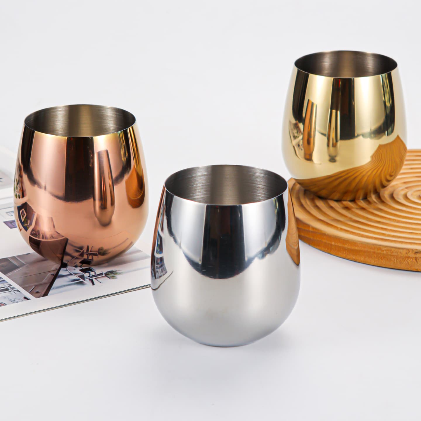 Egg-Shaped Cup 304 Stainless Steel Single-Layer Egg Cup Creative Eggshell Cup Gift Cup U-Shape Cross-Border Wine Glass Cocktail Cup