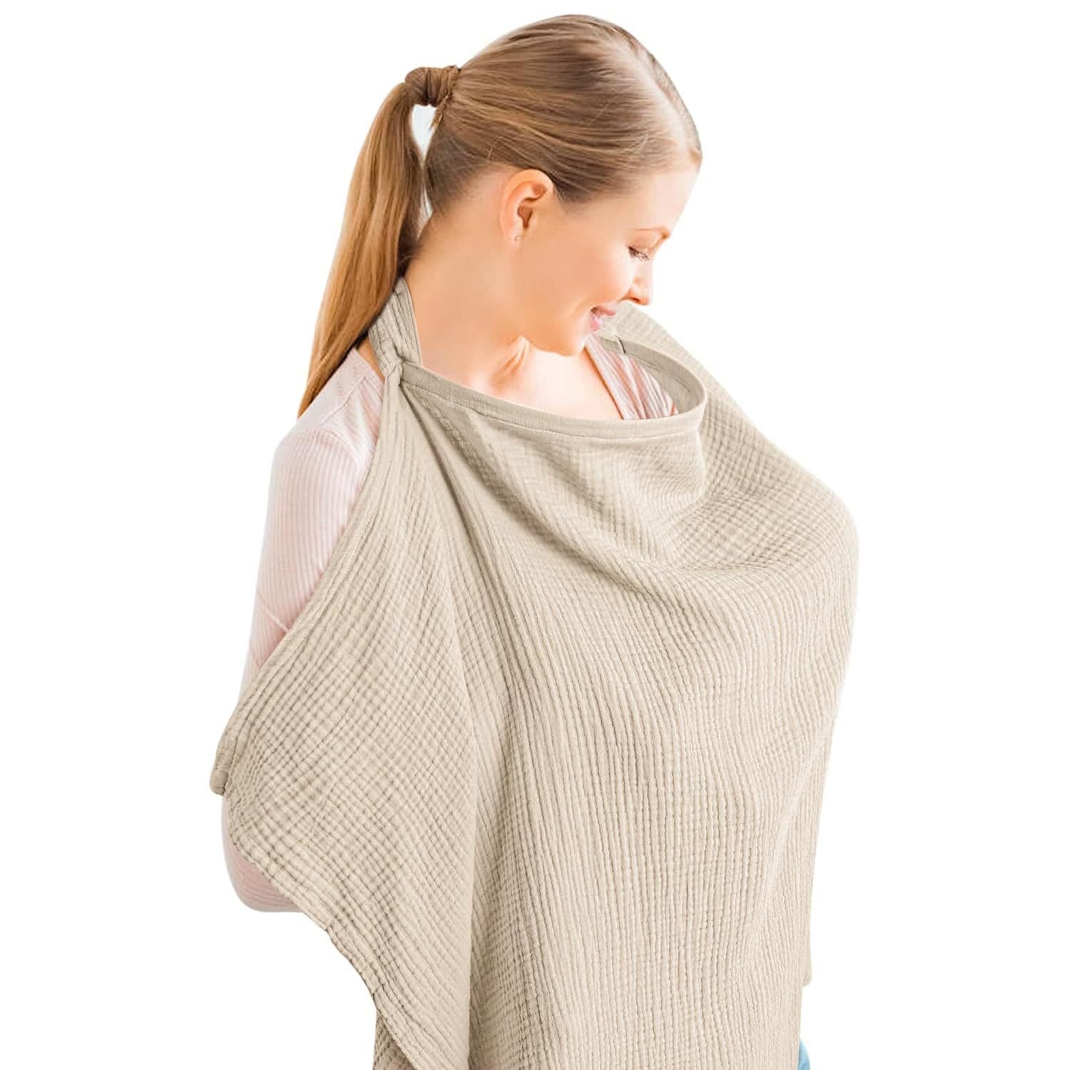 Cross-Breeding Nursing Top Breathable Cotton Gauze Nursing Cover Anti-Exposure Modesty Cloth Adjustable Nursing Scarf