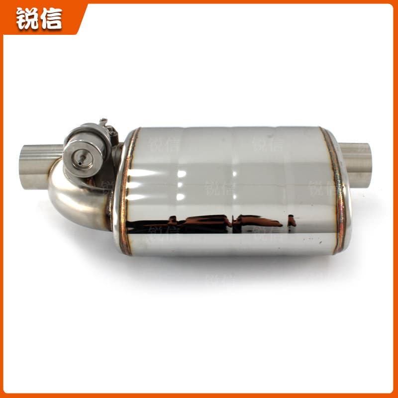 Universal valve muffler for car exhaust pipe modification, remote control variable tone sports car muffler, single inlet and single outlet.