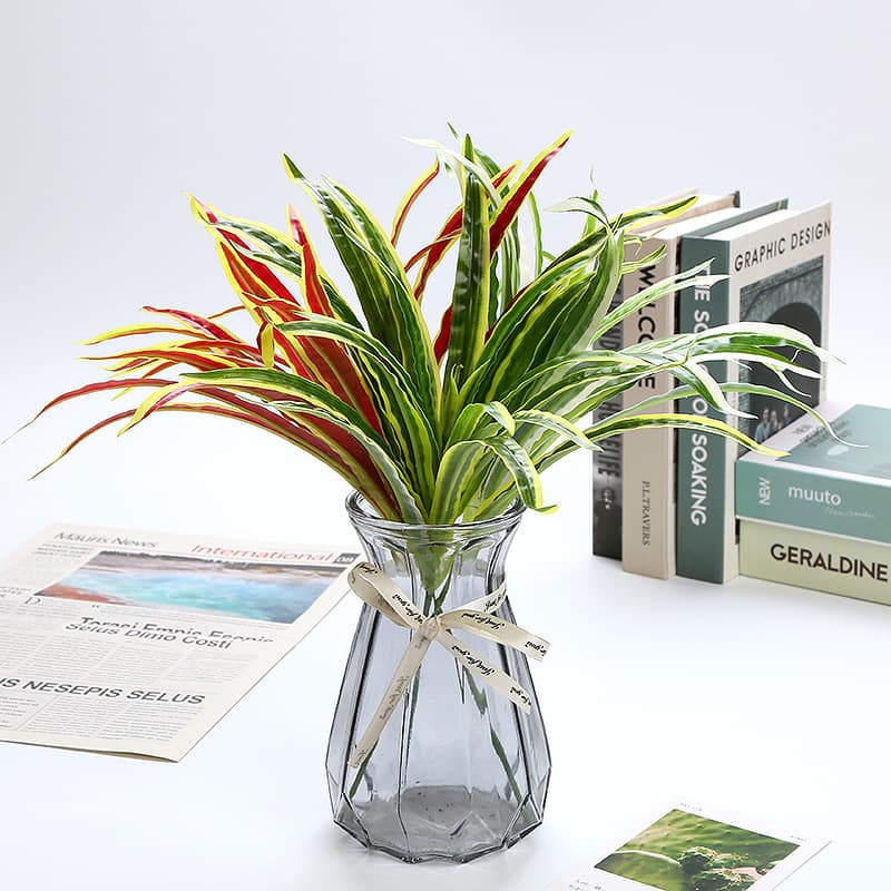 Artificial Hanging Chlorophytum Decorative Plant Fake Flower Green Plant Door Head Wall Landscape Arrangement Material Single Stem Hanging Chlorophytum Small Hanging Chlorophytum
