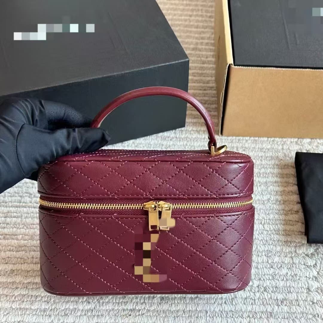 2025 new foreign trade rhombus leather box bag, makeup lunch bag, high-end one-shoulder cross-body women’s bag, small square bag