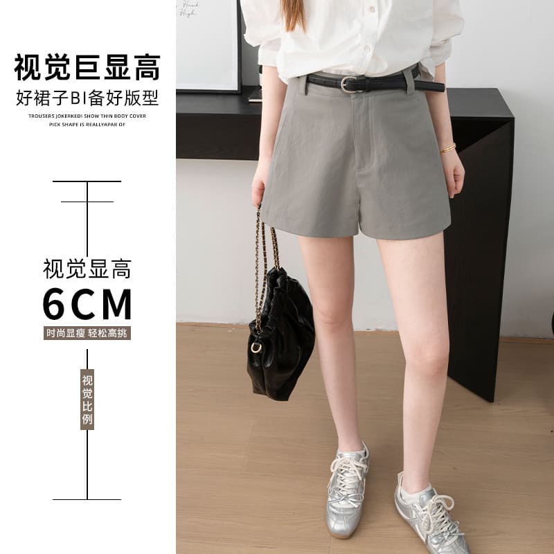 American Style Black Shorts Suit Shorts Women High Waist Casual Wear Petite Versatile Summer Gray Sport High Quality