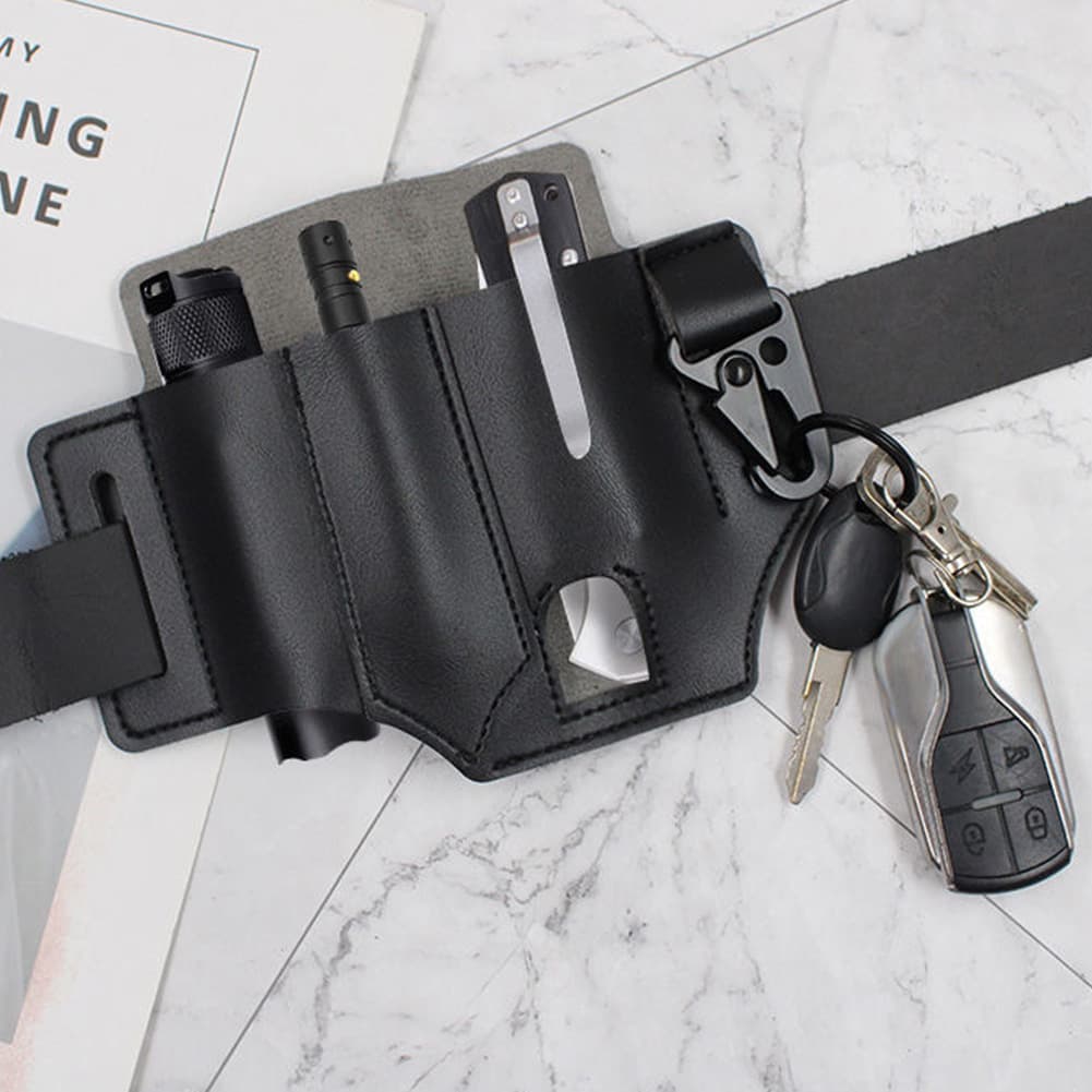 Cross-border EDC tactical leg bag tool cover outdoor survival PU leather flashlight waist bag eagle beak buckle waist hanging knife sheath