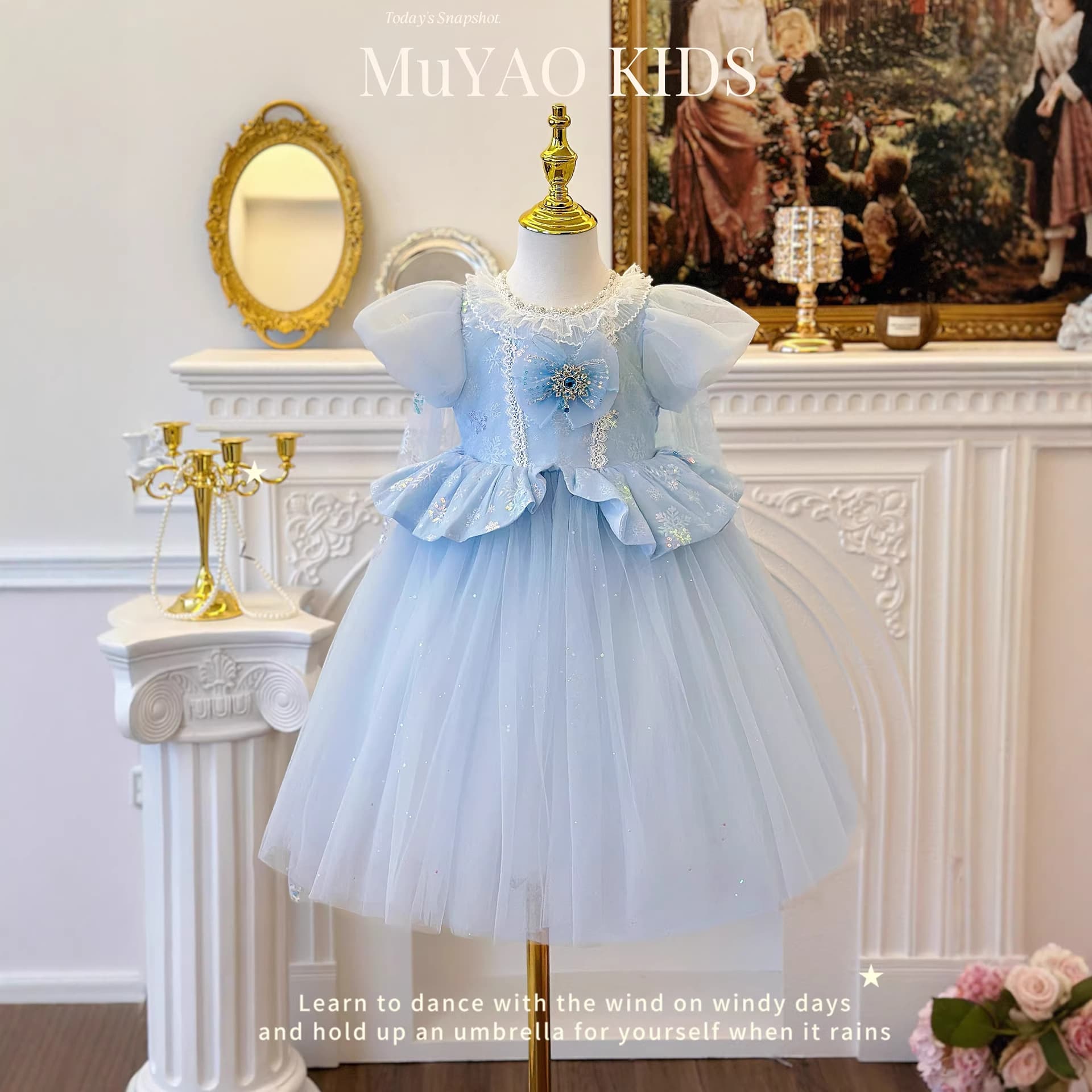 Girls Elsa princess dress summer children's Frozen tutu skirt with veil little girl birthday dress