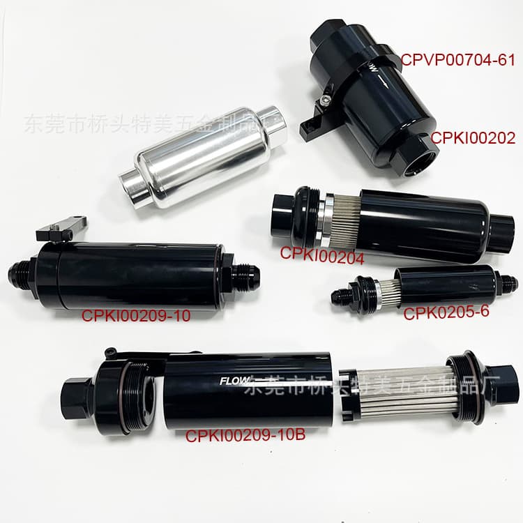 Fuel Filter AN6-AN12 Methanol Gasoline Universal with Shut-off Valve