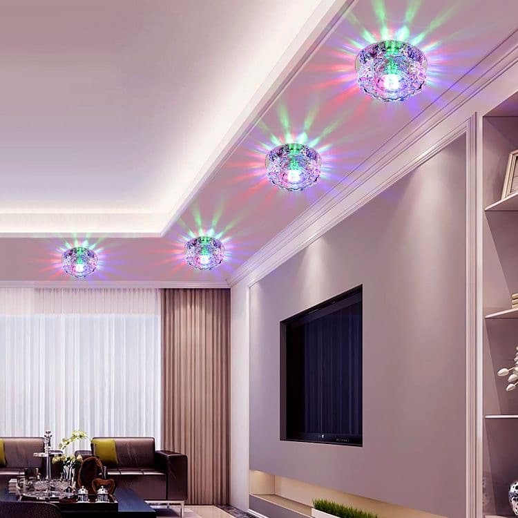Living Room Crystal LED Downlight, Embedded Ceiling Spotlight, Recessed Hole Light, Bullseye Light, Hallway Light, Corridor Lighting