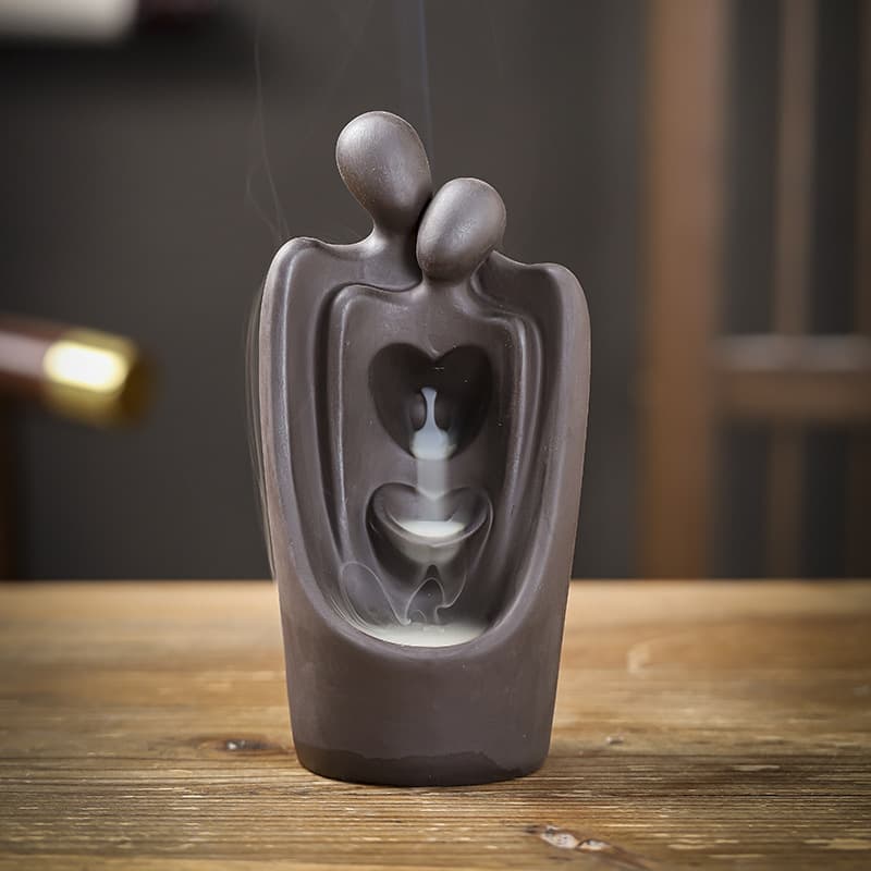 Cross-border new product backflow incense burner creative ceramic couple Tiancheng smoke aromatherapy burner home tea room decorations crafts
