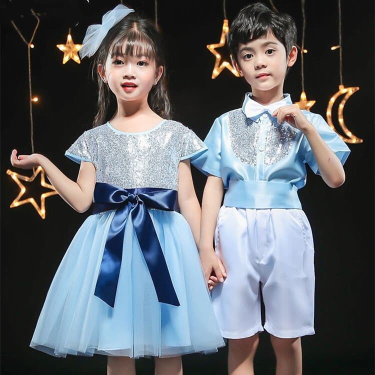 Girls' modern dance performance costumes, children's costumes, princess tutu skirts, children's chorus costumes, sequins