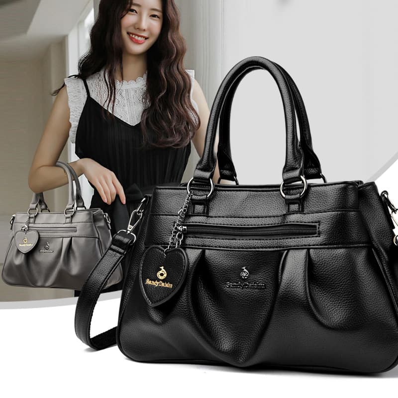 Brand women's bag tote bag women's bag portable multi-layer large capacity versatile shoulder bag simple motorcycle style