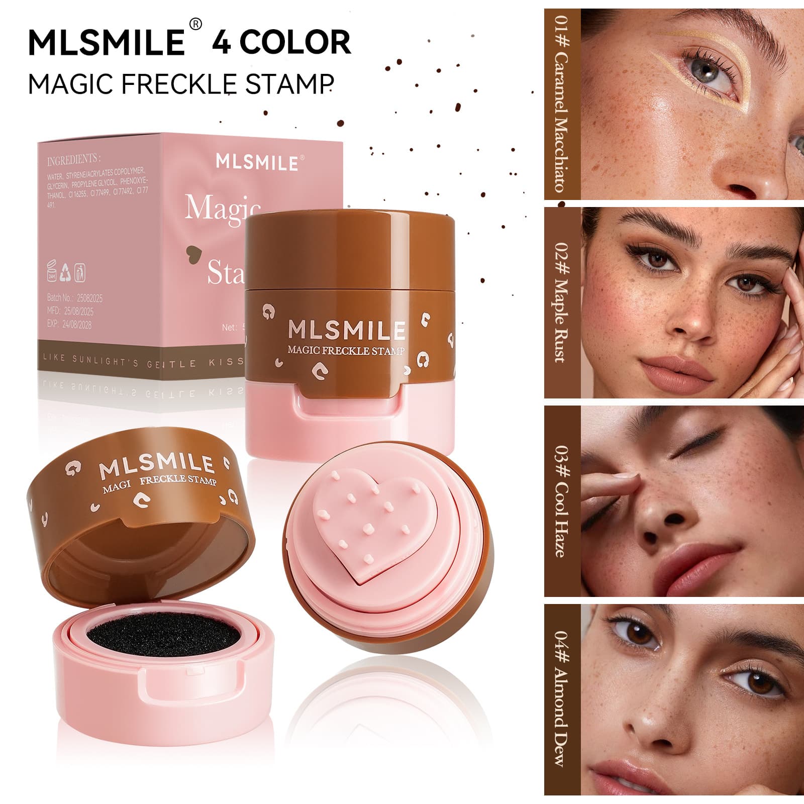MLSMILE Cross-border Heart Silicone Freckle Pen Long-lasting Color Waterproof Stamp Cushion Freckle Pen
