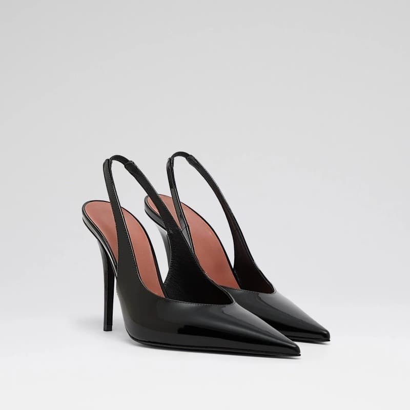 Cross-border Metal Fashion High Heels European Style Pointed Toe Open Back Slim Heel Unique Women's Shoes