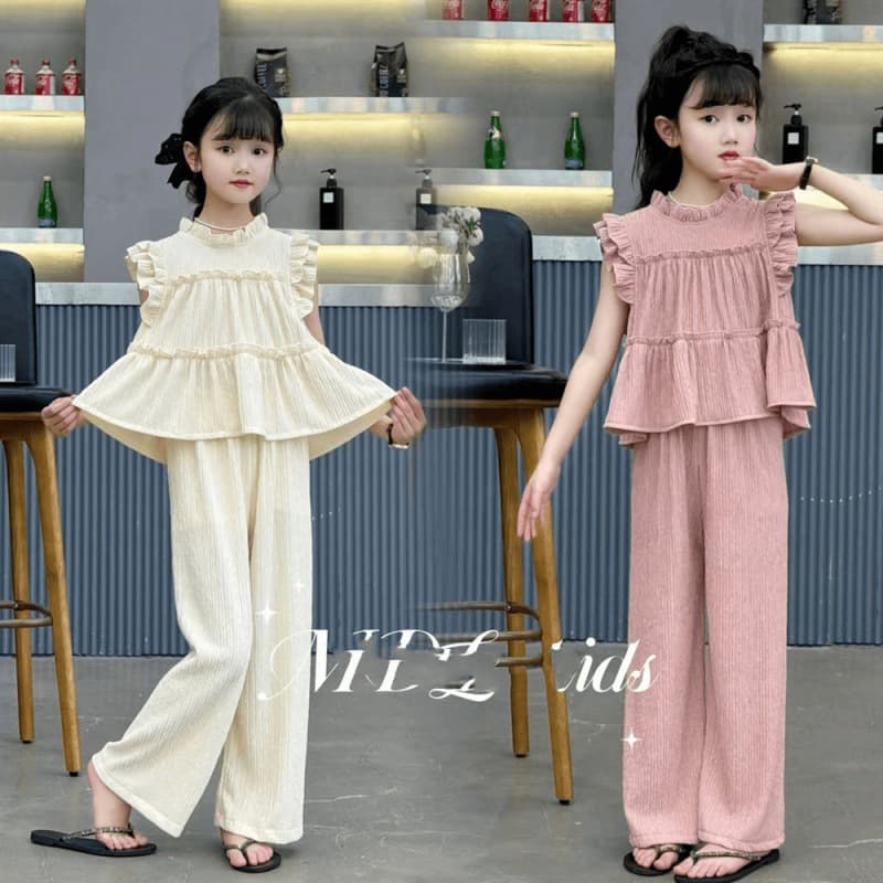 Girls Summer Wear Suit 2024 New Children's Internet Celebrity Summer Wide-Leg Pants Two-piece Set Older Women's Wear Fashionable and Cool
