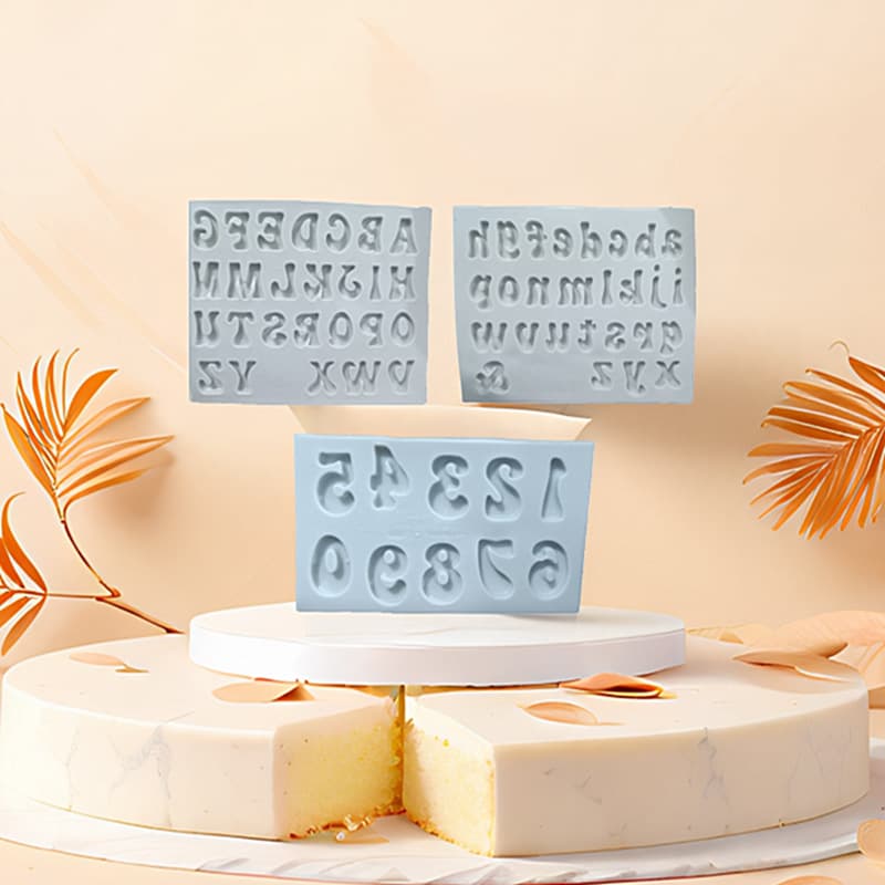 Silicone Baking Mold with Alphabet And Arabic Numeral Patterns for Chocolate Sugar Art And Dry Flower Cake Decoration