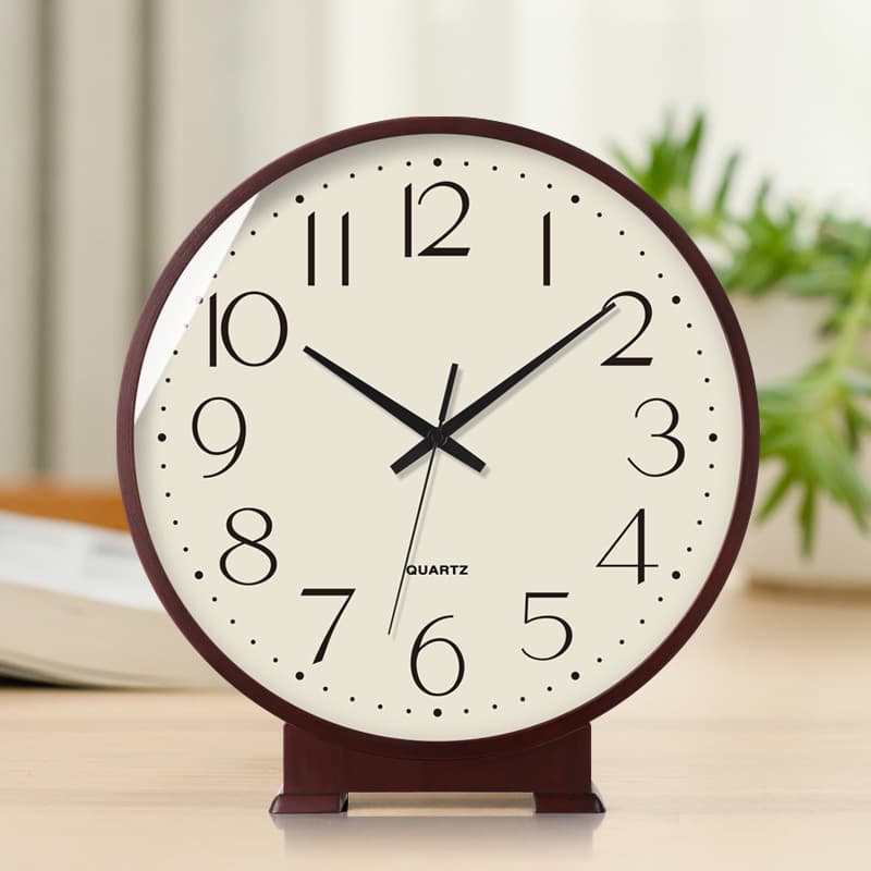 Seiko Movement Desk Clock Home Desktop Tabletop Ornament Solid Wood Pendulum Clock Living Room Table Clock Radio Wave Automatic Time Setting