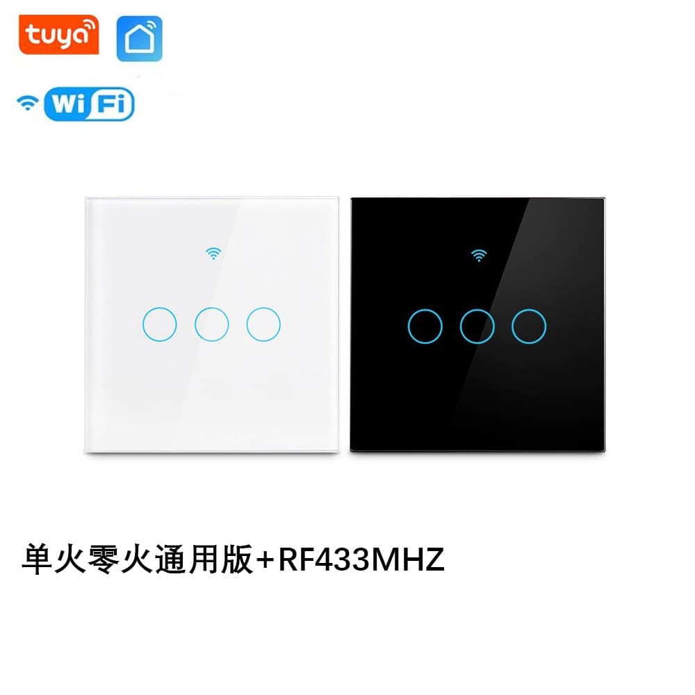 Tuya Smart WiFi Touch Switch WiFi+RF433 Single Fire/Neutral Wire Universal 86 Type European/British Standard