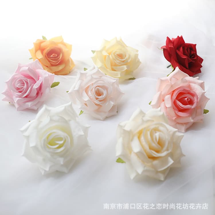 Simulated Small Curled Edge Rose Head Wedding Flower Wall Arch Artificial Flowers DIY Silk Flower Props Decoration Accessories for Export