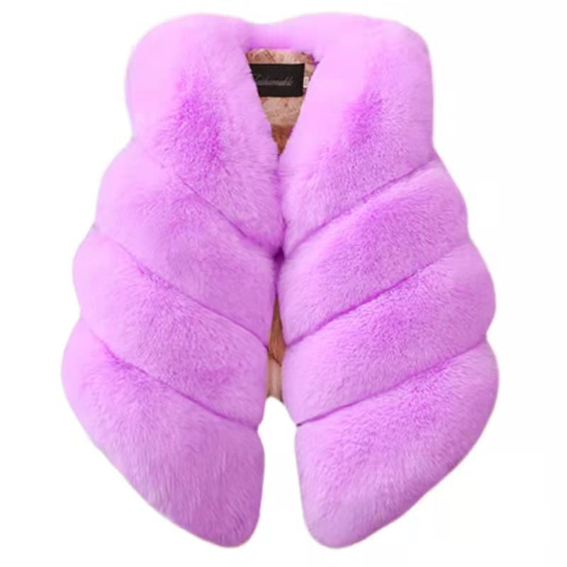 2024 Autumn/Winter New Faux Fur Kids Vest Factory Wholesale Creative Patchwork Lazy Rabbit Fur Baby Children's Coat