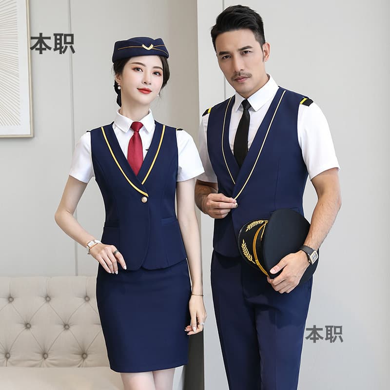 Slim Fit Unisex Vest Set Hotel KTV Uniform Workwear Polyester Fiber Cardigan Style Pure Color Trendy Commute Adult Size