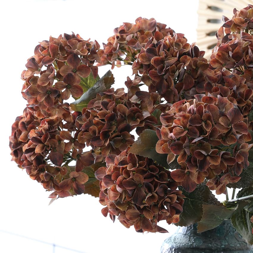 Artificial Seasonal Hydrangea Flowers for American Home Decor, Spring Color 5-Head Hydrangea 3D Printed Wedding UV-Resistant Outdoor