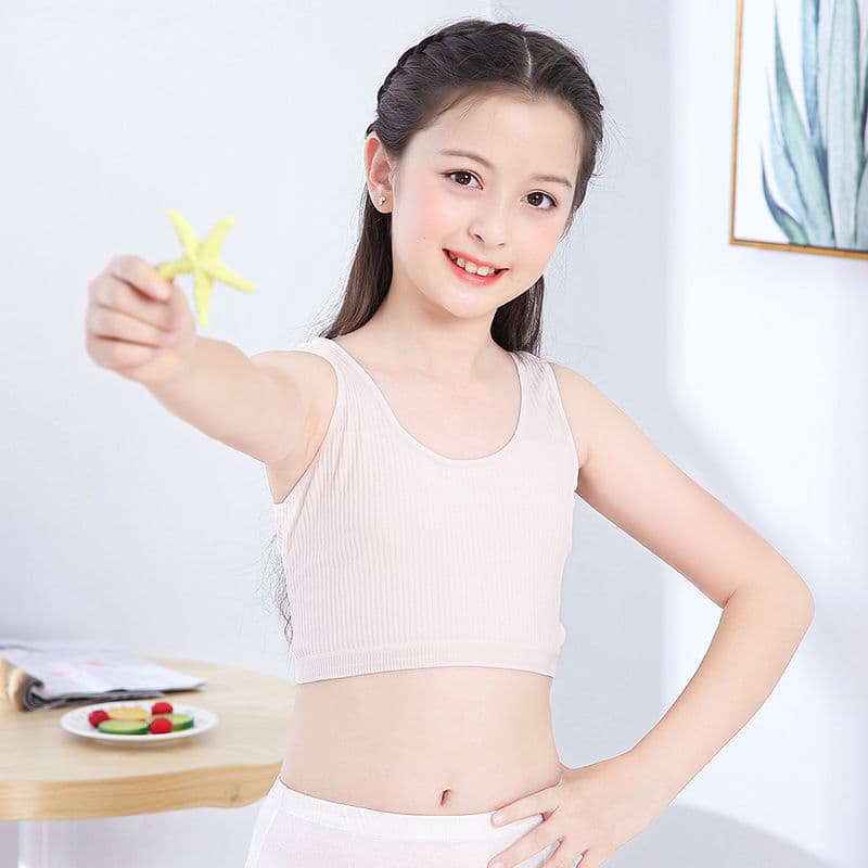 Xinjiang cotton girls' tube top, 8-16 year old pure cotton underwear, Korean style vest for female students and little girls during puberty.