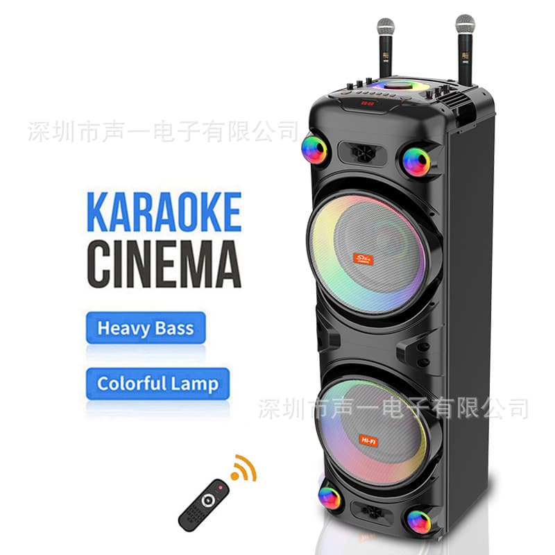 JQS9055 Outdoor Plaza Party Trolley Bluetooth Speaker High Power Subwoofer Home Microphone Karaoke Sound System