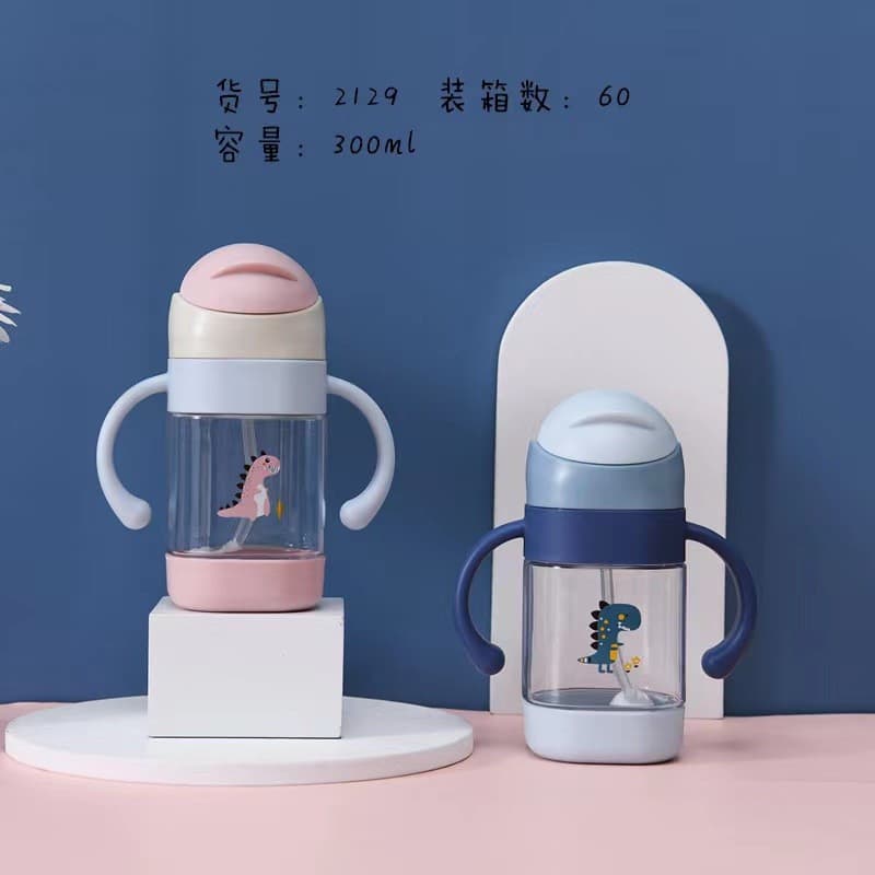 New Kids Straw Cup Baby Sippy Cup High Appearance Handle Drinking Cup Infant Water Cup Cartoon Cute