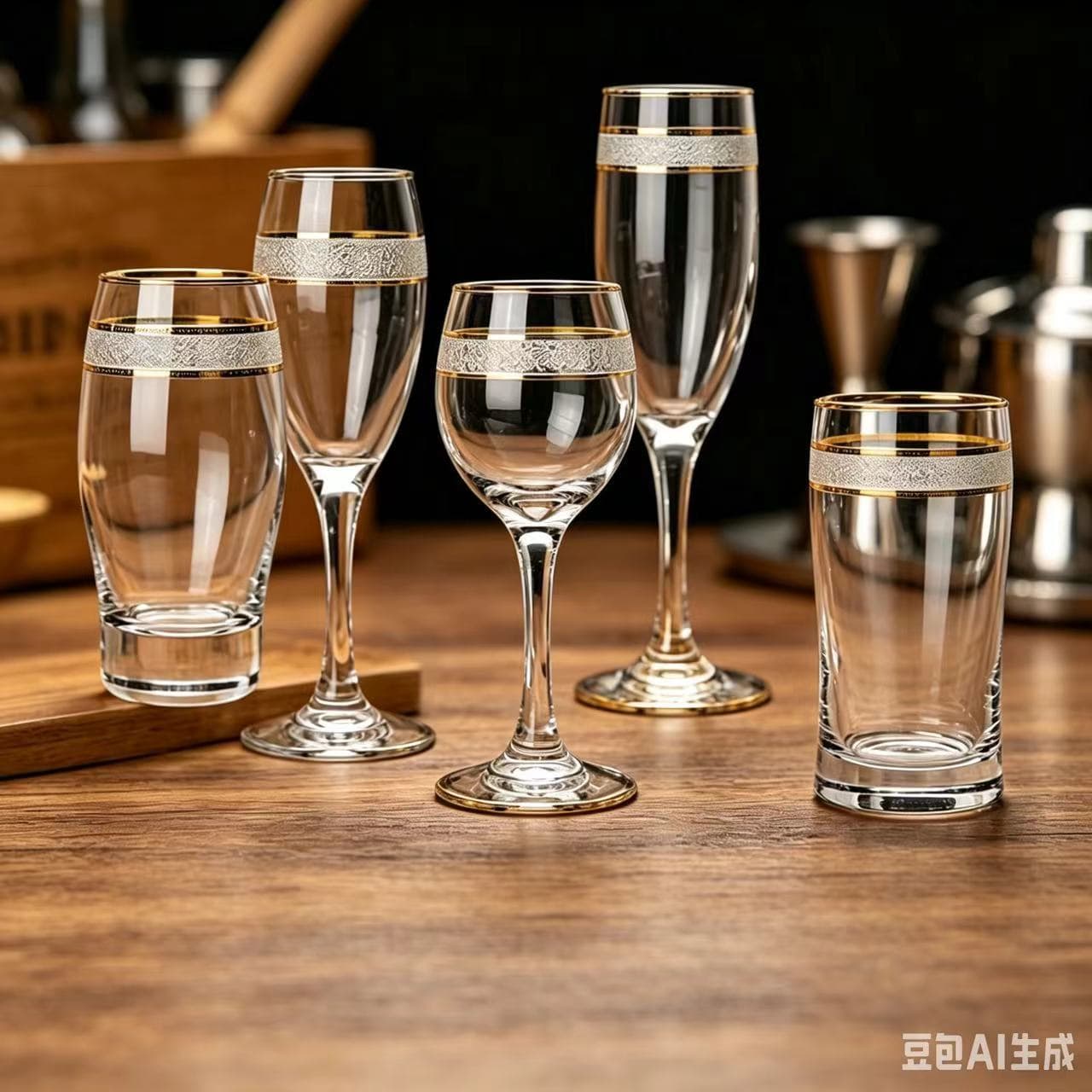 Libby Luxury Gold Rim Glass Wine Glass Set, High-End Home Red Wine Glass, Champagne Glass, Crystal Cup, Creative Barware