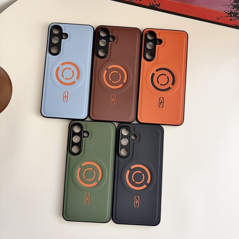 Suitable for Samsung s26+ mobile phone case s25ultra fabric leather texture s24fe magnetic suction A57/A56/A07/A37