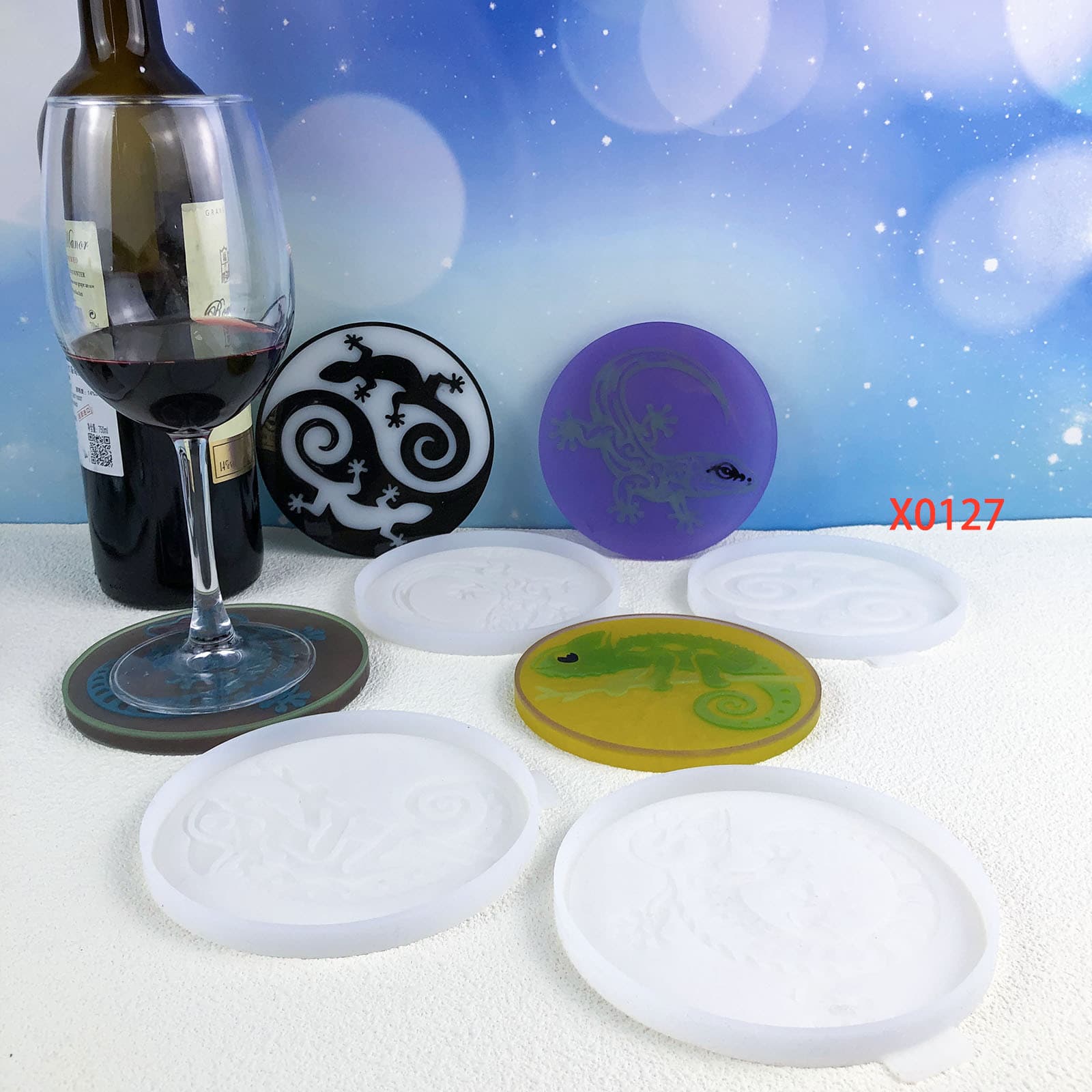 X0127 Lizard Coaster Crystal Epoxy Decoration Mold, Coaster DIY Silicone Mold