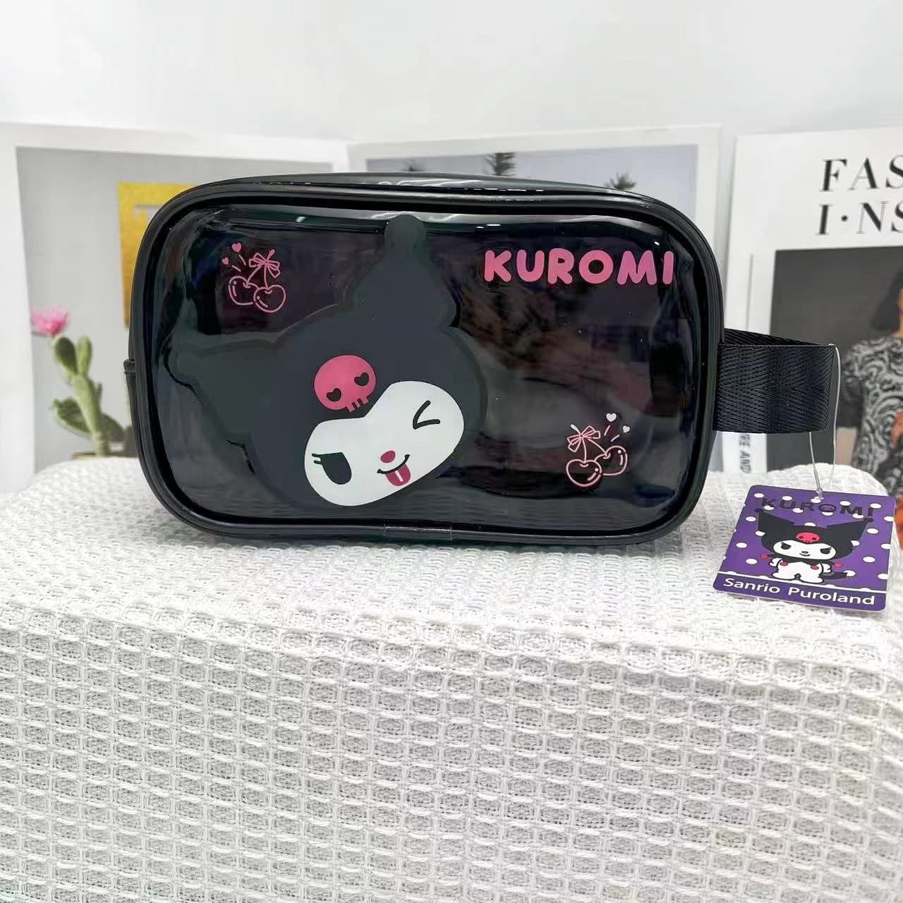 New Cartoon Brown Cosmetic Bag Handbag Toiletry Bag Storage Bag PVC Jelly Bag Transparent for Cosmetics