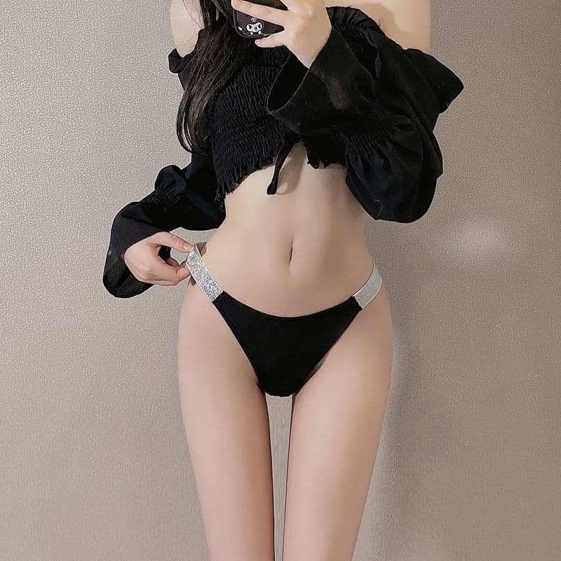 Women's T-String Shiny Belt Sexy Butt Lifting Bikini Mid-Waist Underwear Women's Fitness Sports T-Pants