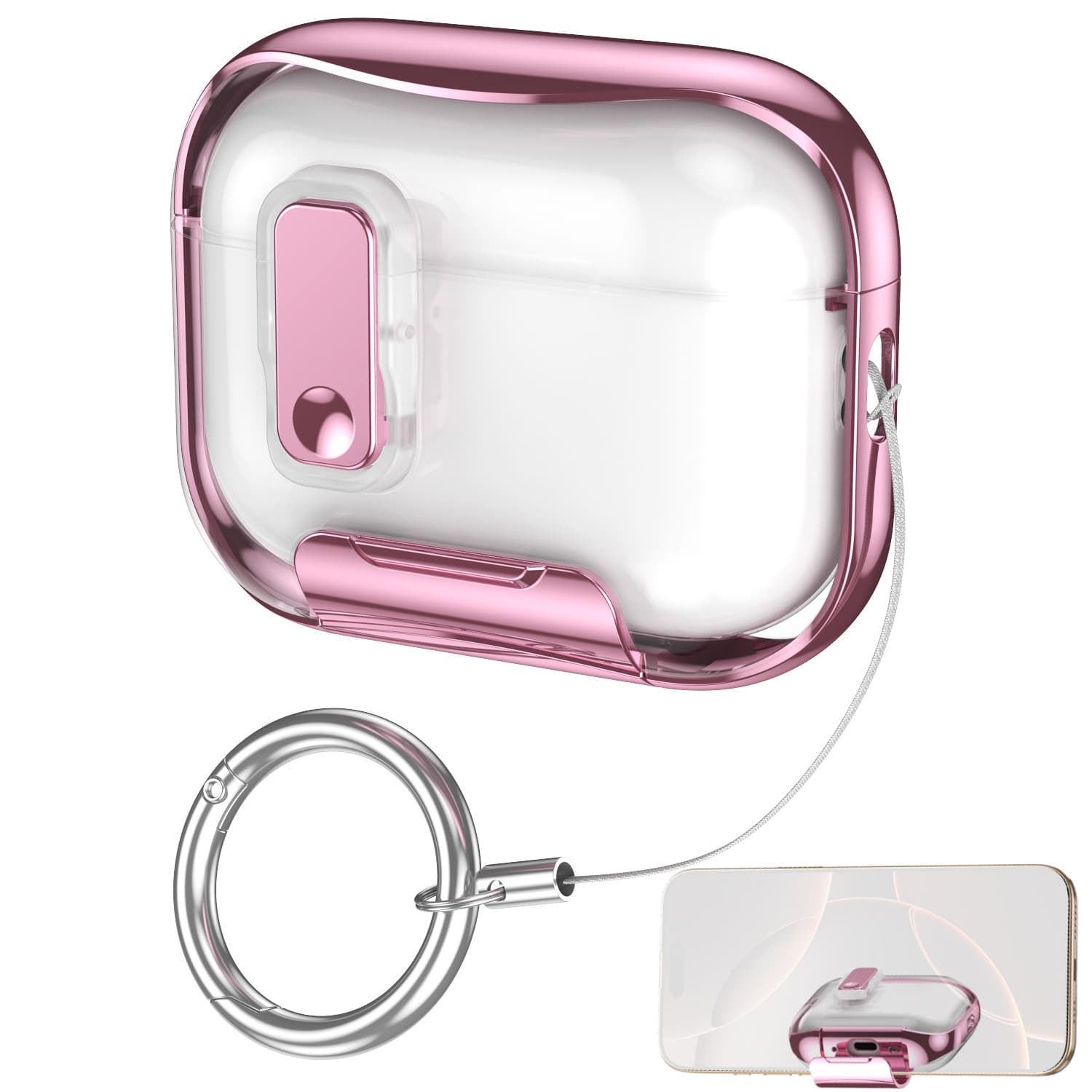 Factory Custom Protective Case with Phone Stand and Lock for Apple AirPods Pro 3, Electroplated Bluetooth Earphone Shell