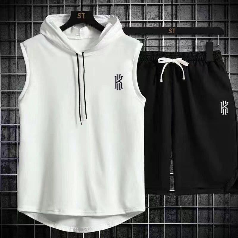Summer Basketball Casual Hooded Vest and Pants Set for Students, Loose and Trendy