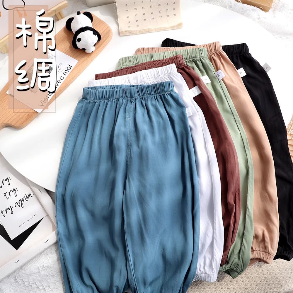 Children's Cotton Silk Mosquito-Repellent Pants Summer Thin Style Boys' Rayon Bloomers Girls' Toddler Loose Long Pants Baby Big PP Pants