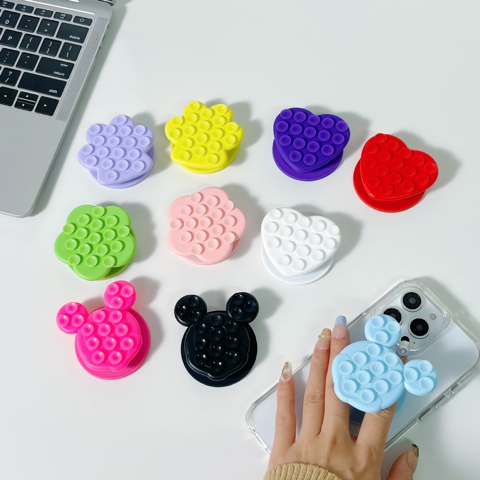 Cross-border Hot-selling Desktop Flower Suction Cup Airbag Stand Phone Silicone Suction Cup Magnetic Telescopic Foldable Stand