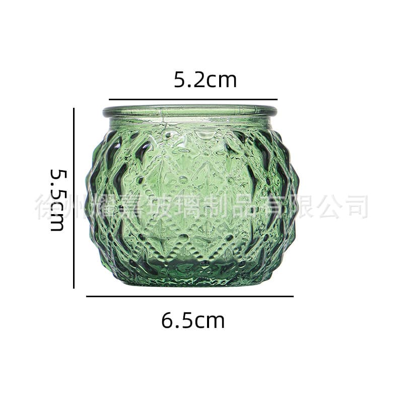 Cross-border Amazon Exclusive Embossed Glass Candle Holder Set, Colored Aromatherapy Candle Cup, Striped Pattern Candle Holder, Diamond Pattern