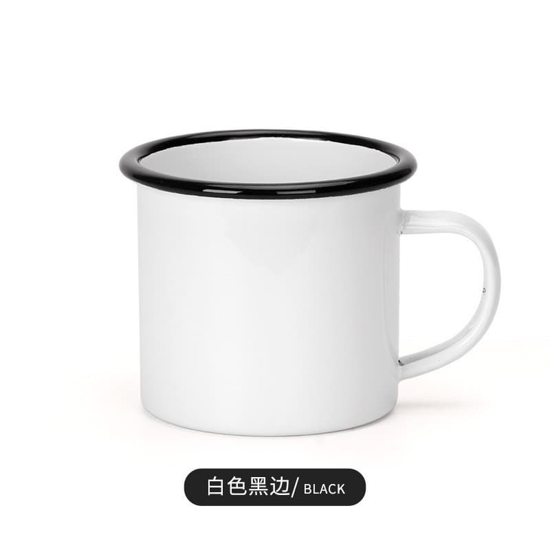 350ml Heat Transfer Blank Enamel Mug Silver Rim Sublimation Coating Office Coffee Cup Water Cup