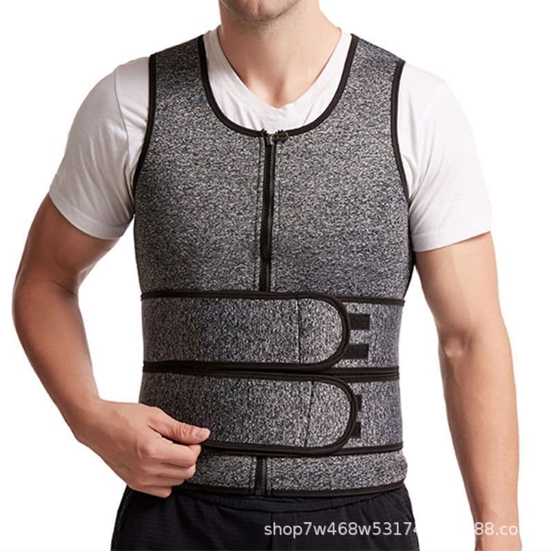 Cross-Border Men's Abdominal Sweat Suit Sports Neoprene Double Belt Sweat Vest Fitness Belly Reduction Body Shaper